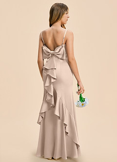 Azazie Lioren Junior English Rose Sheath Bow Stretch Satin Dress image1