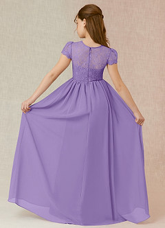 Azazie Delevingne A-Line Lace Chiffon Floor-Length Junior Bridesmaid Dress image2