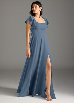 Azazie Bondi Final Sale Twilight A-Line Ruched Stretch Crepe Dress image5