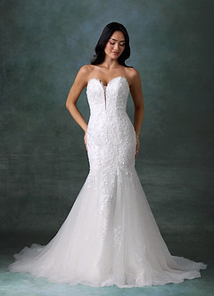 Azazie Chelley Vestidos de novia Vestido Diamante Blanco de Tul de Corte Sirena con Palabra de honor image11
