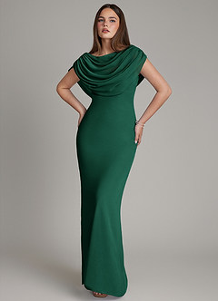 Azazie Hadley Bridesmaid Dresses Emerald Mermaid Pleated Chiffon Dress image10