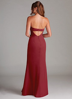 Azazie Leonis Bridesmaid Dresses Pomegranate Sheath Strapless Chiffon Convertible Dress image5