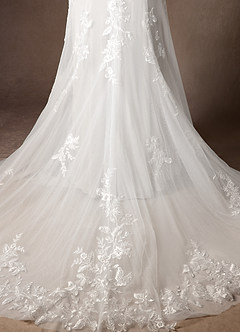 Azazie Sheila Wedding Dresses Diamond White Mermaid Sequins Tulle Dress image9