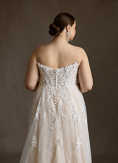 Azazie Florentina Vestidos de novia Vestido Blanco Diamante Champán de Tul de Línea A con Corazón Lentejuelas image19