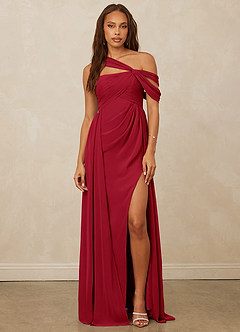 Christian Siriano Bridal for Azazie 1014 Bridesmaid Dresses Scarlet A-Line Off the Shoulder Chiffon Dress image4