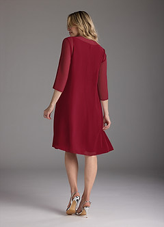 Azazie Shirley Kleider für die Brautmutter A-Linie Schaufel Gefaltet Chiffon Kleid Burgunderrot image3