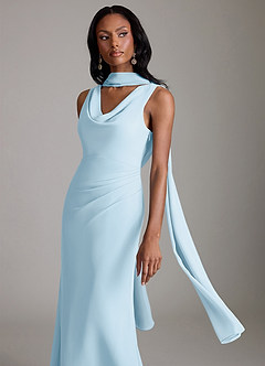 Azazie Linelle Bridesmaid Dresses Sky Blue Mermaid Pleated Chiffon Dress image7