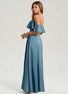 Azazie Jean Brudtärnklänningar Klä av A-Linje i Stretch Satin Av axeln Bermuda image4