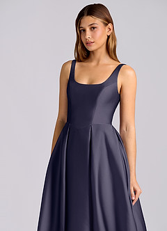 Azazie Amalie Bridesmaid Dresses Stormy A-Line Pleated Stretch Satin Dress image6