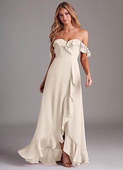 Azazie Lyra Bridesmaid Dresses White Alabaster A-Line Chiffon Convertible Dress image4