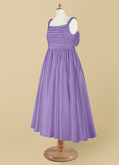 Azazie Cutie Pie Flower Girl Dresses Tahiti A-Line Pleated Matte Satin Dress image9