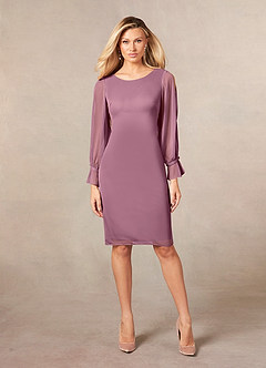 Azazie London Mother of the Bride Dresses Vintage Mauve Sheath Mesh Dress image4