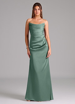 Azazie Lucille Bridesmaid Dresses Eucalyptus Mermaid Strapless Stretch Satin Convertible Dress image1