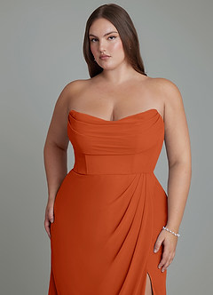 Azazie Johana Bridesmaid Dresses Burnt Orange Mermaid Off the Shoulder Chiffon Convertible Dress image15