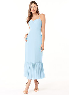 Azazie Justina Bridesmaid Dresses Sky Blue A-Line Sweetheart Neckline Chiffon Dress image1