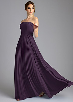 Azazie Mariana Bridesmaid Dresses Plum A-Line Strapless Chiffon Dress image4