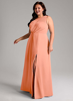 Azazie Phaedra Bridesmaid Dresses Sunset A-Line One Shoulder Chiffon Dress image12