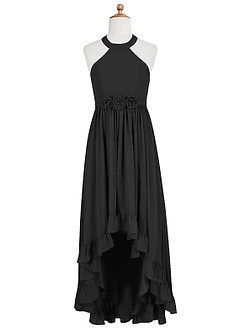 Azazie Hermione Vestido de Negro de Gasa/ Chiffon de Acampanado image6