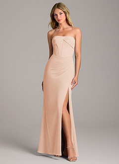 Azazie Chantel 신부 들러리 드레스 쉬스 스트랩리스 쉬폰 바닥 길이 드레스 image1