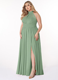 Azazie Iman Bridesmaid Dresses Matcha A-Line A-Line Ruched Chiffon Dress image10