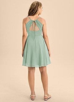 Azazie Avelina Junior Agave A-Line Pleated Chiffon Dress image2