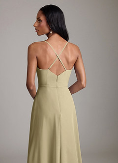 Azazie Naeem Bridesmaid Dresses Moss Green A-Line V-Neck Ruffle Chiffon Dress image5