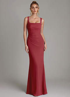 Azazie Agustina Bridesmaid Dresses Pomegranate Mermaid Corset Chiffon Dress image5
