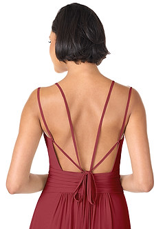 Azazie Farren Bridesmaid Dresses Pomegranate A-Line Pleated Chiffon Convertible Dress image8
