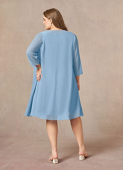 Azazie Shirley Moeder van de bruid jurken A-Lijn Jurk van Chiffon Schop gevouwen Poederblauw image9