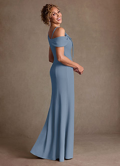 Azazie Rachael Mother of the Bride Dresses Dusty Blue Sheath Off the Shoulder Stretch Crepe Dress image5