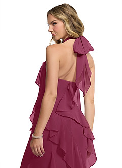 Azazie Velma Brautjungfernkleider A-Linie Seitliche Cut-Outs Chiffon Kleid Maulbeerrot image5