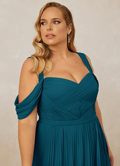 Christian Siriano Bridal for Azazie 1013 Bridesmaid Dresses Ink Blue A-Line Off the Shoulder Chiffon Dress image14