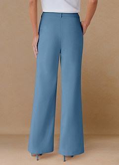 front Marina Steel Blue Refined Weave Straight-Leg Pants