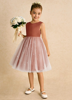 Azazie Esme Flower Girl Dresses Auburn Ball-Gown Bow Tulle Dress image2