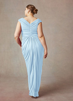 Azazie Lisolette Mother of the Bride Dresses Sky Blue Sheath Pleated Mesh Dress image10