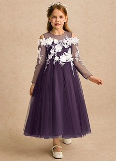 Azazie Lilah Flower Girl Klänningar Klänning A-linje i Tyll Spets image1