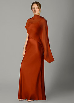 Azazie Jaleesa Bridesmaid Dresses Paprika Sheath High Neck Stretch Satin Dress image4