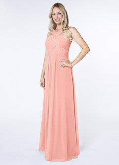 Azazie Kaleigh Robes de demoiselle d'honneur Robe Trapèze en Mousseline de soie Plissée Rosette image3