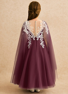 Azazie Dandelion Flower Girl Dresses Cabernet Ball-Gown Lace Dress image2