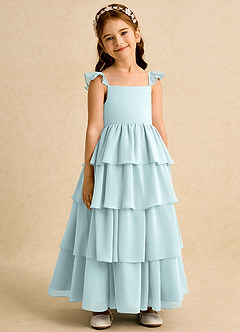 Azazie Boba Flower Girl Klänningar Klänning A-Line i Chiffong Fyrkantig halsringning image1