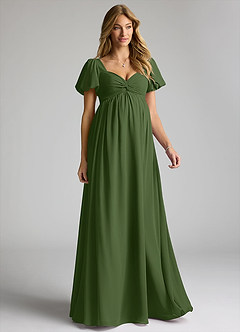 Azazie Madisynn Maternity Bridesmaid Dresses Bow Chiffon Floor-Length Dress image1
