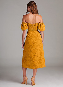 Azazie Evalina Bridesmaid Dresses Butterscotch Sheath Floral Burnout Dress image6