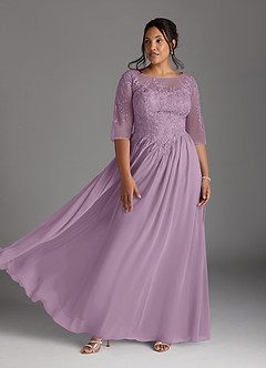 Azazie Mirielle Mother of the Bride Dresses Wisteria A-Line Scoop Lace Chiffon Dress image7