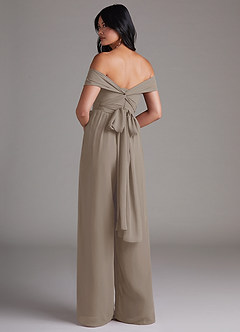 Azazie Lamara Brautjungfernkleider Wandelbar Schulterfrei Chiffon Overall/Jumpsuit Taupe image5