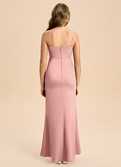 Azazie Buzzy Junior Rosette Sheath Pleated Stretch Satin Dress image2