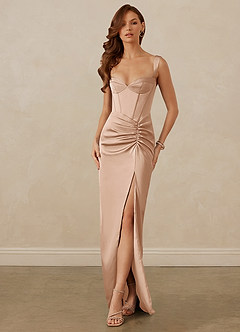 Christian Siriano Bridal for Azazie 1017 Bridesmaid Dresses English Rose Sheath Sweetheart Neckline Stretch Satin Dress image1