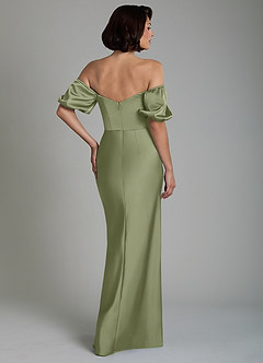 Azazie Lea Bridesmaid Dresses Garden Sage Mermaid Off the Shoulder Stretch Satin Convertible Dress image6
