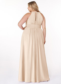 Azazie Bonnie Brautjungfernkleider A-Linie Schlüsselloch Gerüscht Chiffon Kleid Alabaster Weiß image2