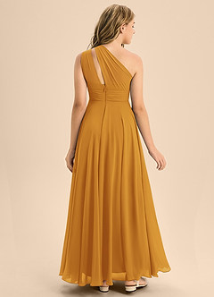 Azazie Charlize Junior Butterscotch A-Line Pleated Chiffon Dress image2