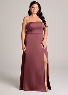 Azazie Wren Brudtärnklänningar Klä av A-Linje i Stretch Satin Axelbandslös Merlot Konvertibel image9